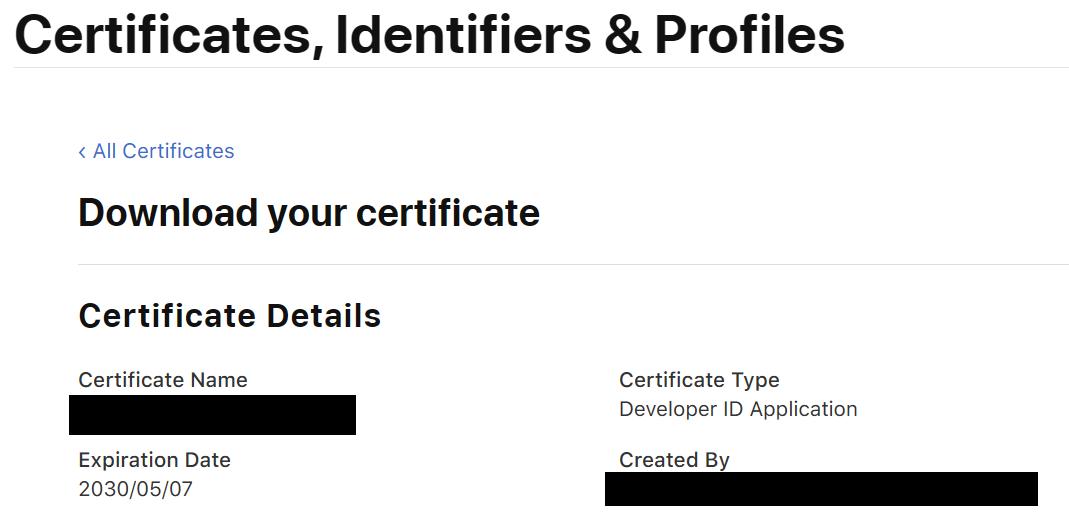 Download Developer ID Application certificate